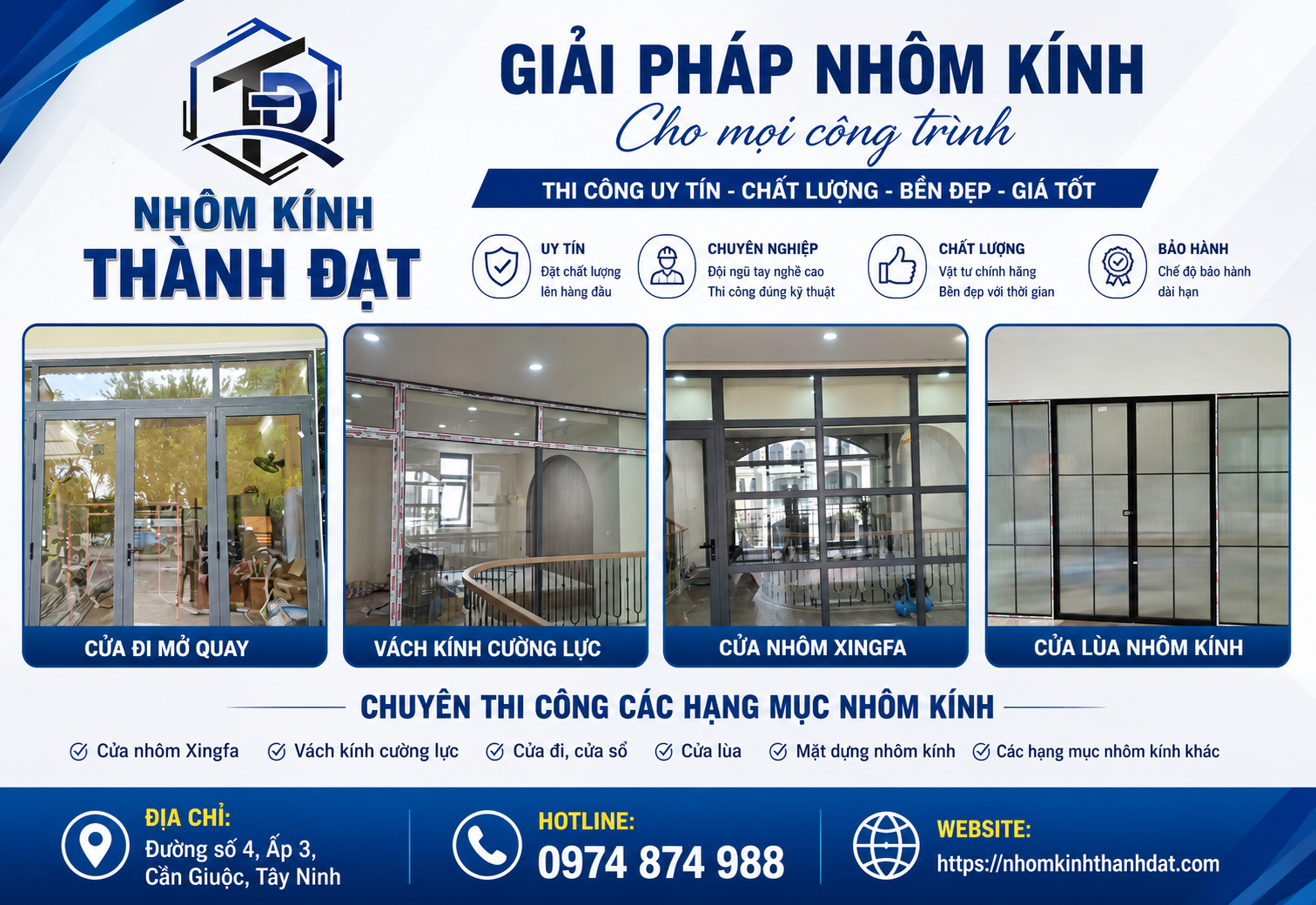 Đơn vị thi công cửa nhôm Xingfa uy tín Cần Giuộc 